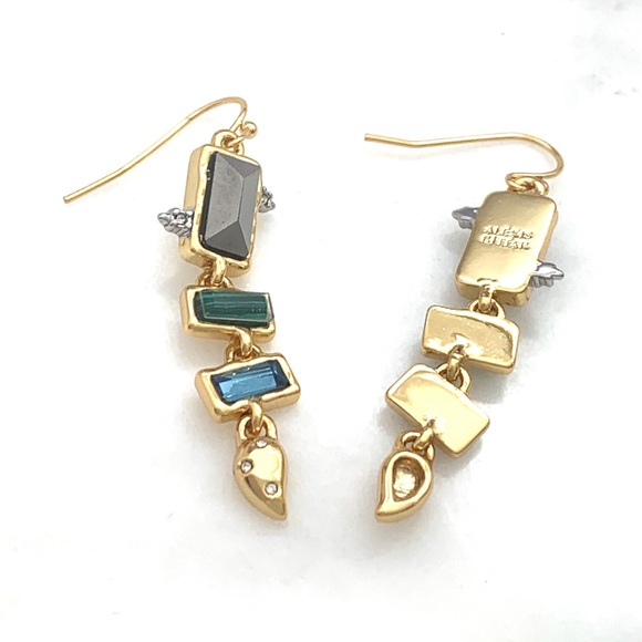 Alexis Bittar Molten Metal Multi Gemstone Malachite Dangling Earrings - Picture 7 of 15